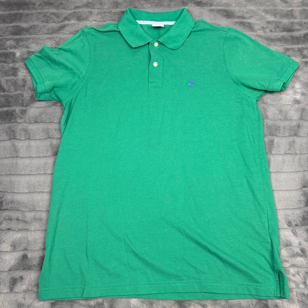 Brooks Brothers 1818 Performance Polo Shirt Mens Large Slim Fit Green Cotton